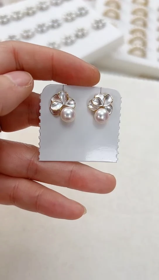 【闪购商品】淡水珍珠耳饰合金小月光