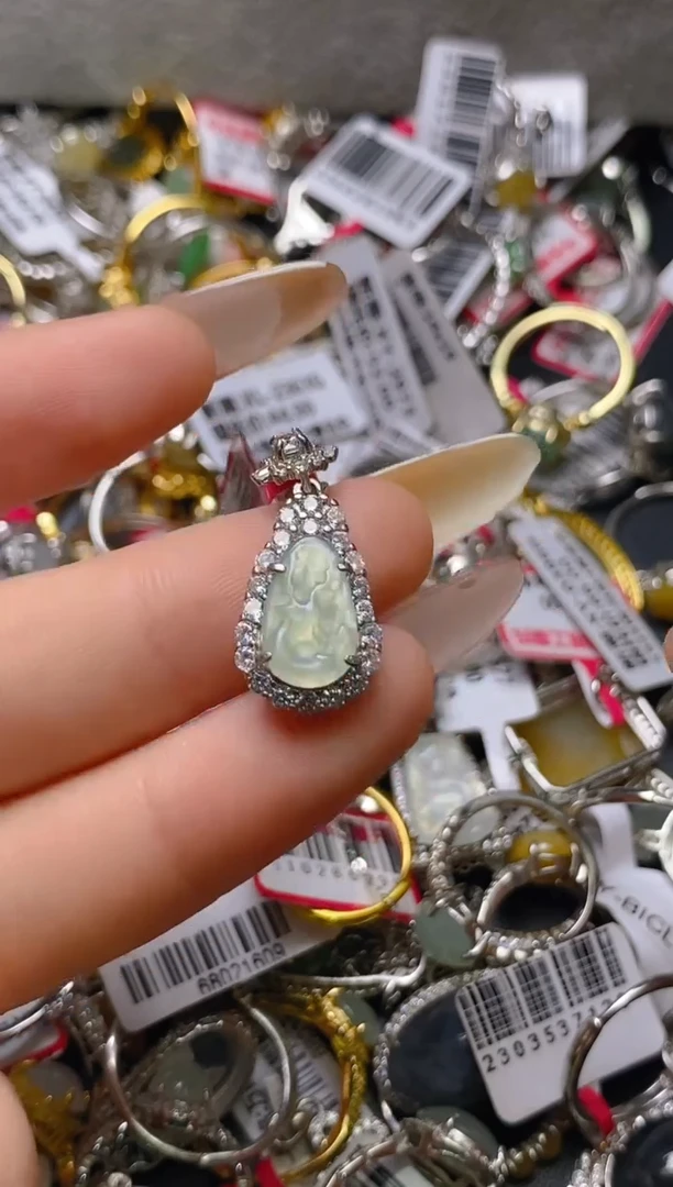 银S925镶嵌戒指翡翠百内无证书