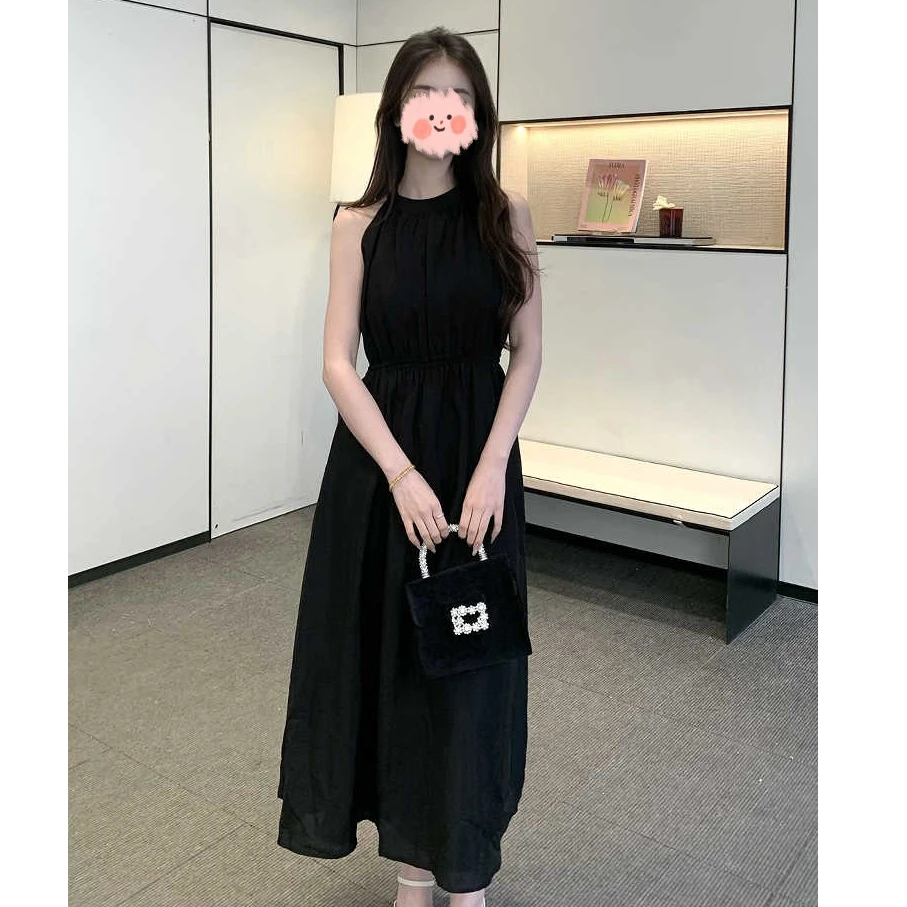 欧货白月光夏季百搭显瘦收腰时尚连衣裙女2025年爆款镂空露背百搭