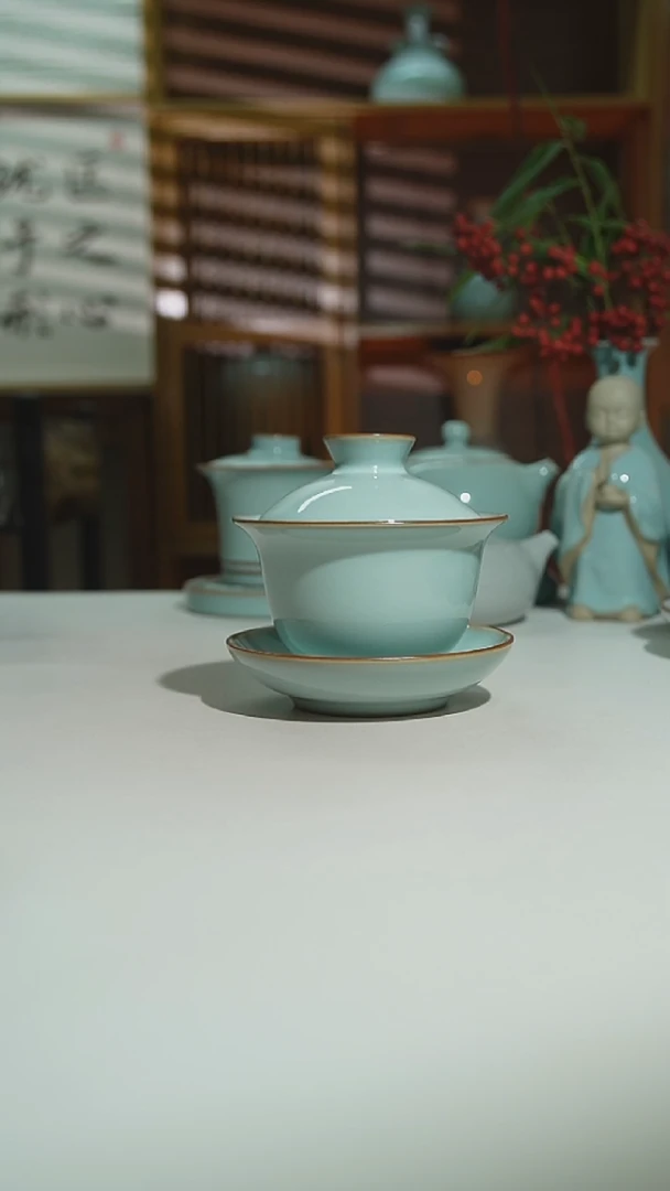 天青珑匠玉兰盖碗二级