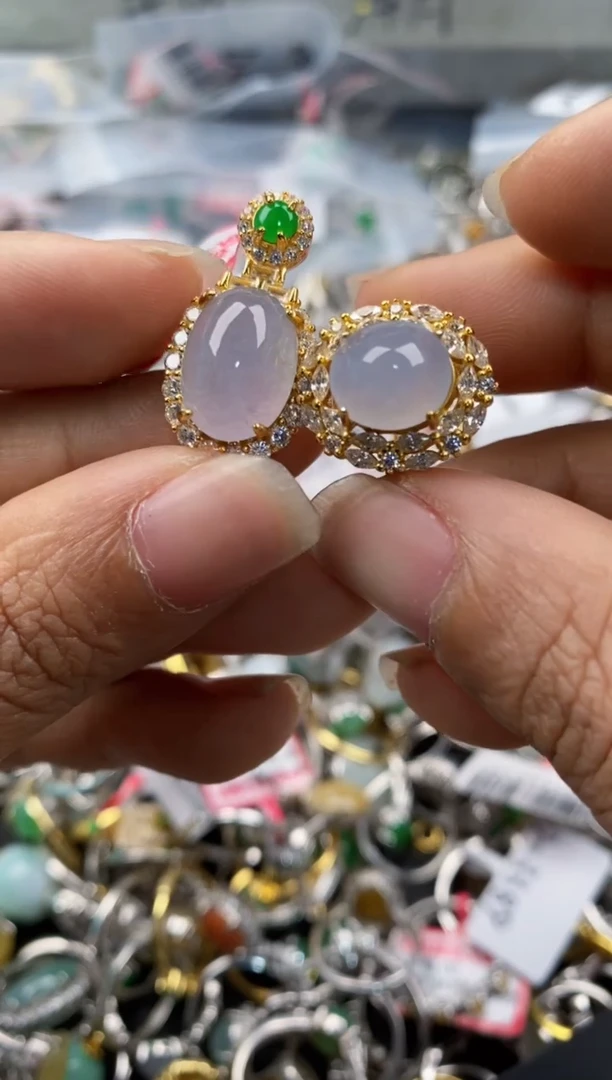 银S925镶嵌戒指翡翠77--9