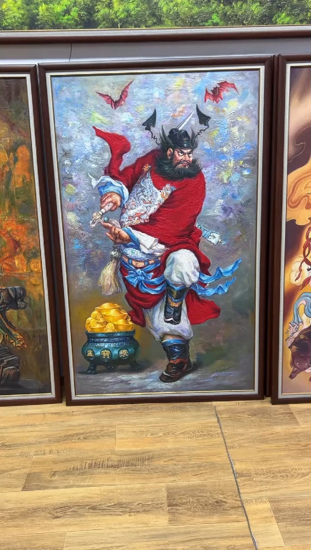 油画林**N【张俊龙】钟馗原创油画艺术肌理版画玄关客厅办