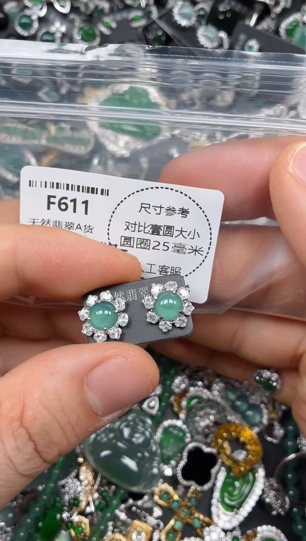 颈饰未镶嵌翡翠F611耳钉