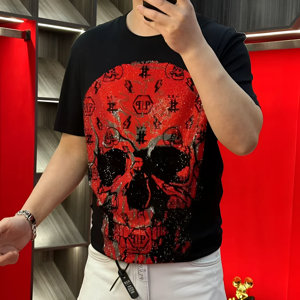 高品质正品25潮牌液氨棉高品质欧货骷髅头夏季潮流时尚T恤衫25007