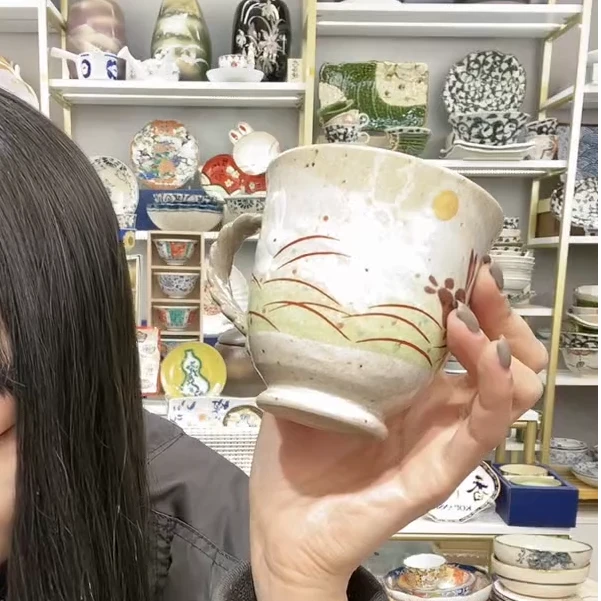 九谷福利一【单支】日本进口九谷烧月兔马克杯