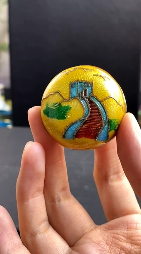 【闪购商品】非遗技艺 景泰蓝粉盒黄色（微瑕）