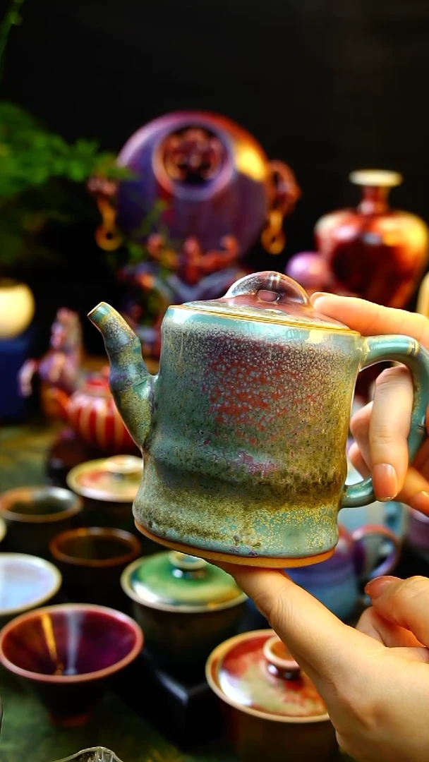 壶孤品级原矿高温钧瓷大师纯手工竹节壶