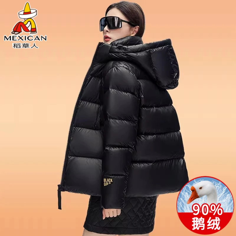 稻草人短款高端黑金羽绒服冬季男女同款爆款加厚保暖潮牌鹅绒外套