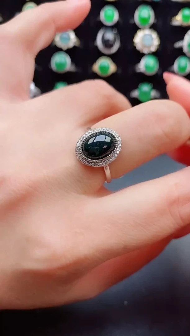 【闪购商品】翡翠戒指银S925镶嵌508080