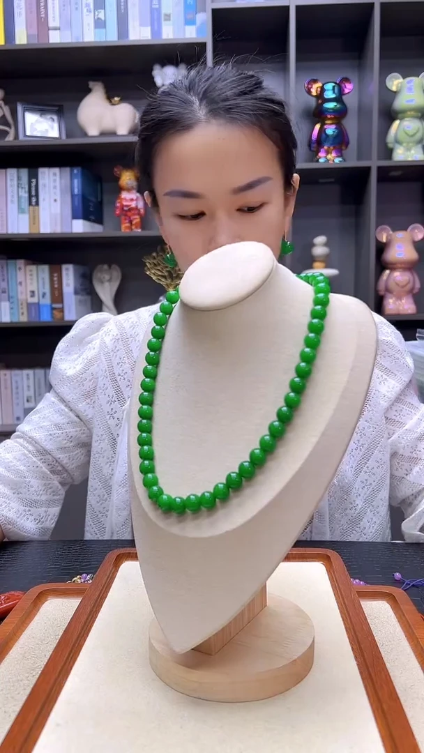 翡翠14K金镶嵌颈饰沉白diy劲饰10mm项链