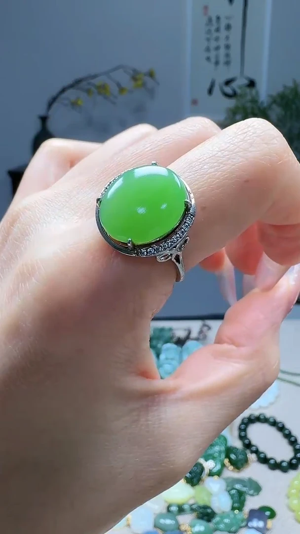 银S925镶嵌和田玉挂件1