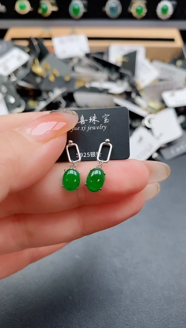 银S925镶嵌戒指翡翠1