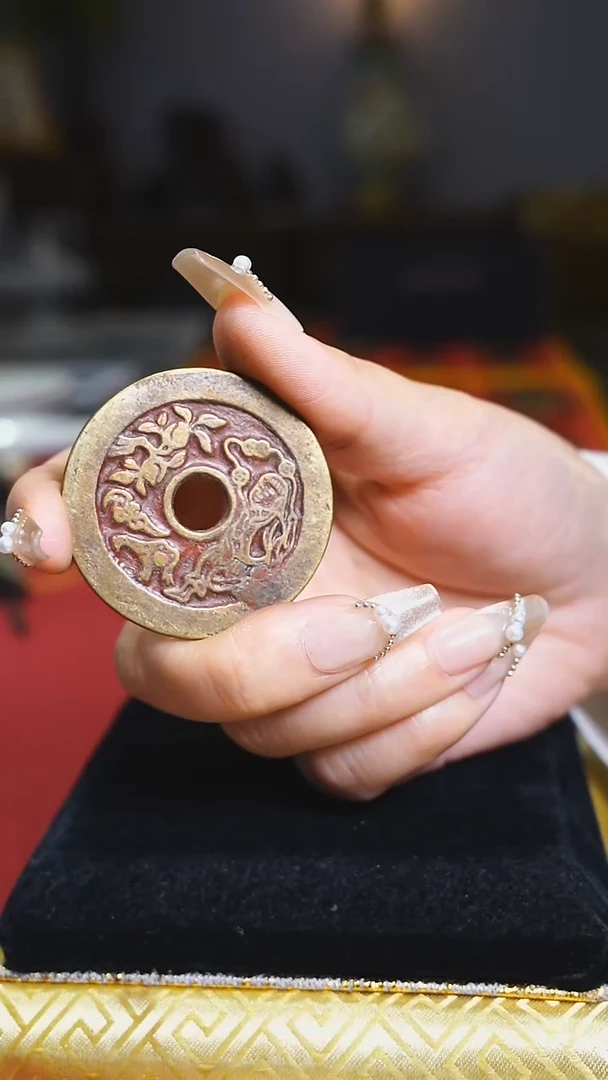 铜刘海戏金蟾花钱4.2cm/3792