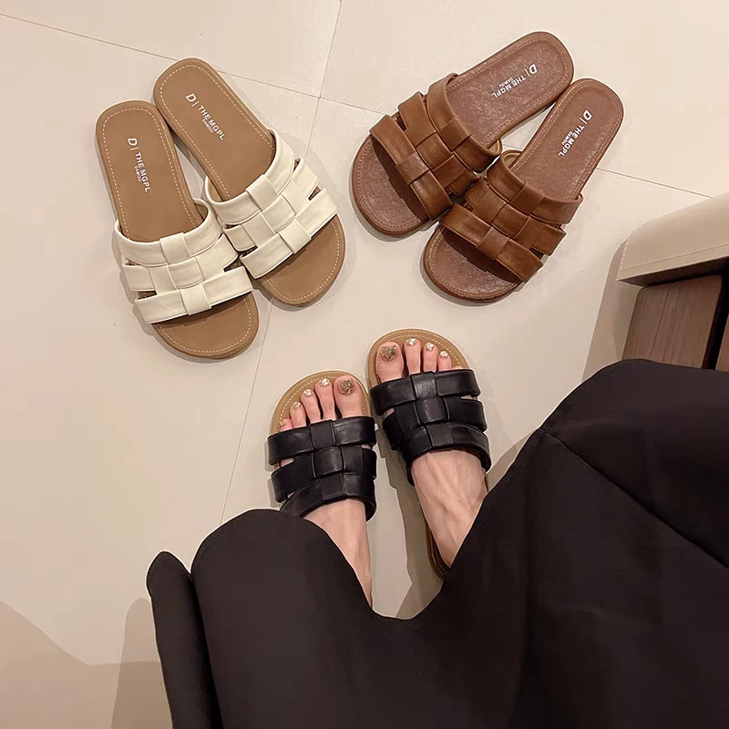 网红软底凉拖鞋女外穿夏季新款仙女风配裙子平底沙滩一字拖188-5