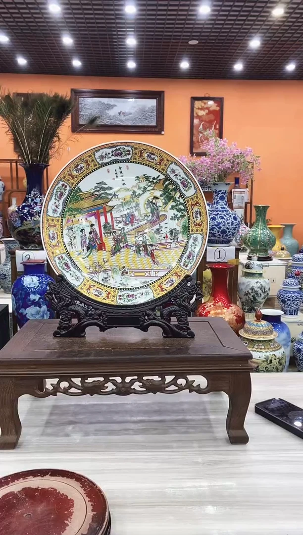 摆件金陵十二钗直径36CM赏盘+龙头架