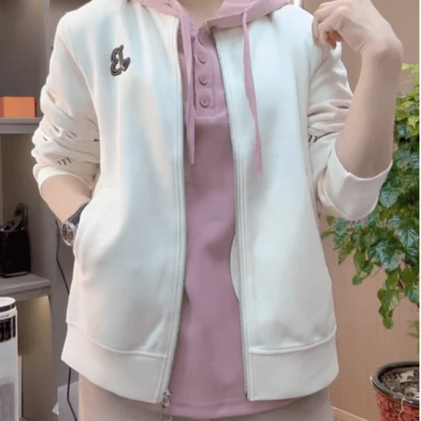 春秋新款女士外套3211纯色时尚百搭减龄设计感棒球服拉链