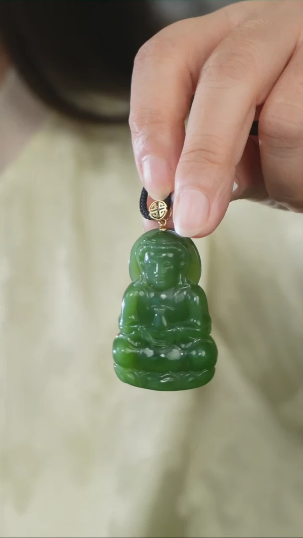 和田玉18K金镶嵌颈饰D1214