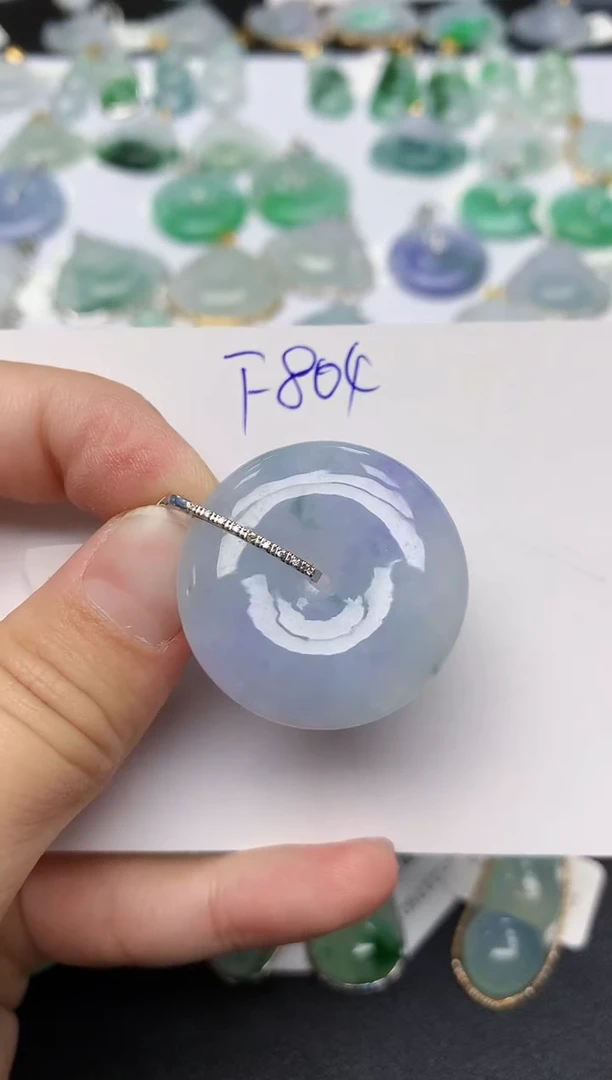 颈饰18K金镶嵌翡翠 天然缅甸A货翡翠百元以上9元证书费自理