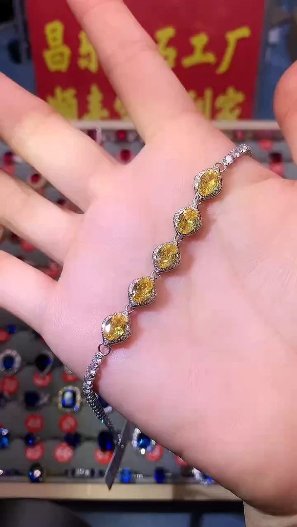 【闪购商品】黄晶手链银S925镶嵌11111