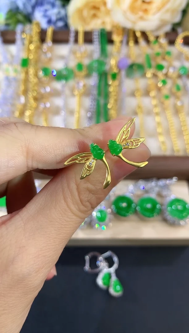 18K金镶嵌翡翠耳饰154|2980