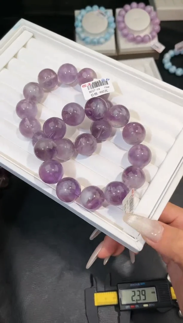 【闪购商品】水晶手链未镶嵌多样性发一紫兔毛19mm