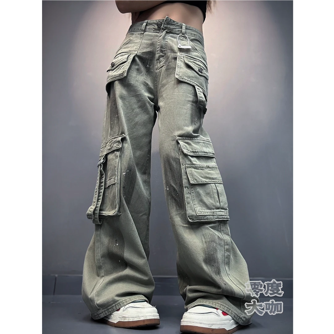 89911涂鸦口袋工装裤美式休闲复古高街嘻哈