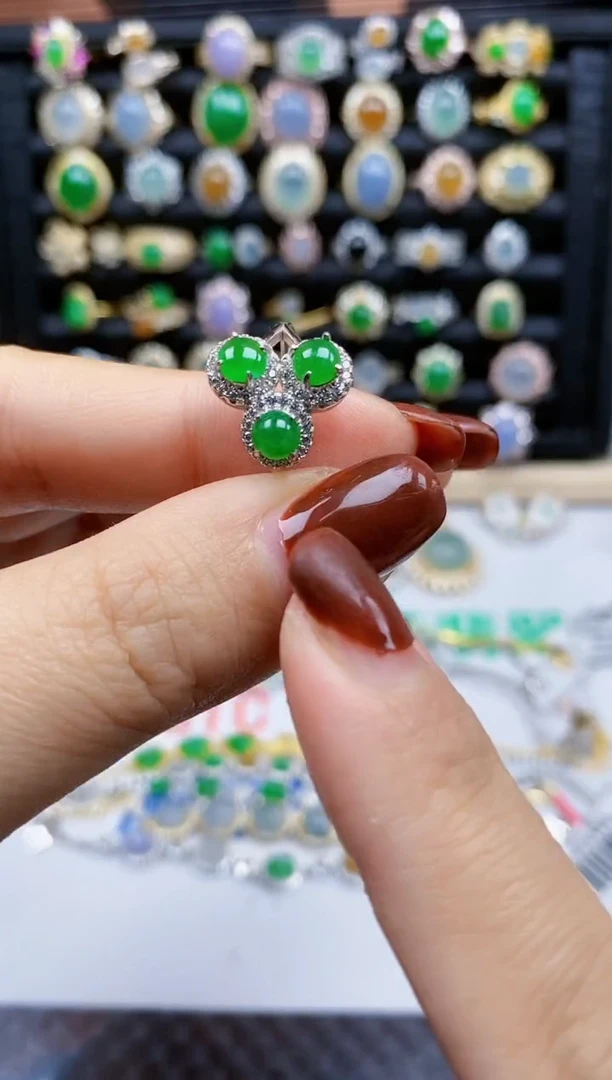 银S925镶嵌戒指翡翠337