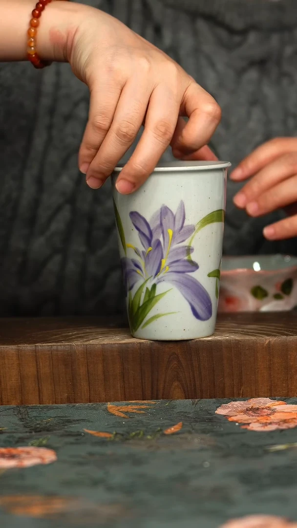 杯釉下彩手工手绘同款陶器