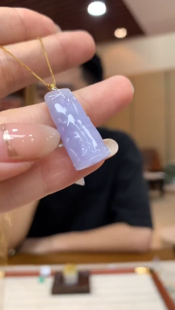 吊坠(不含链)18K金镶嵌翡翠竹节