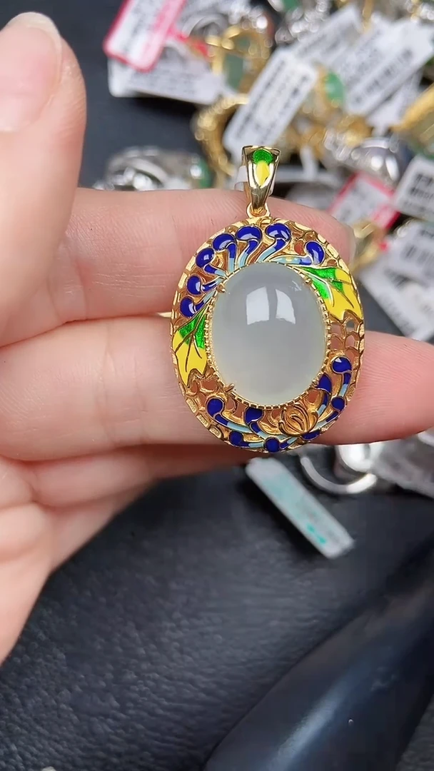 颈饰银S925镶嵌翡翠2410