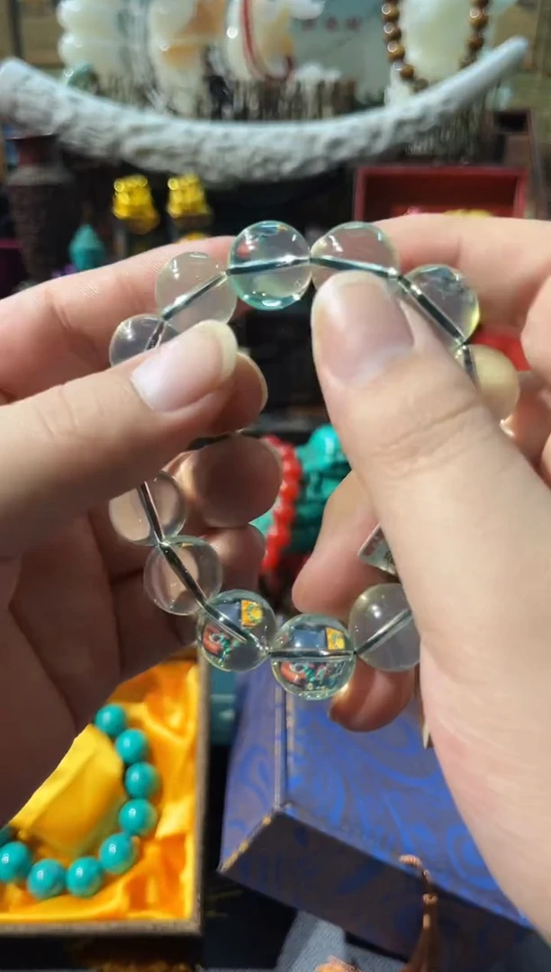 【闪购商品】琥珀裸石未镶嵌18mm绿琥珀手串——主播推荐