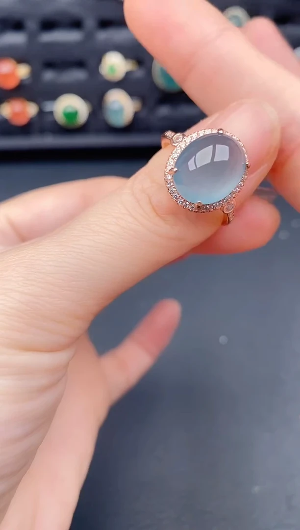 银S925镶嵌戒指翡翠天然a货翡翠500