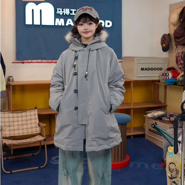 【90白鸭绒】madgood马得工地日系防水毛毛羽绒派克服MDGDWT142277