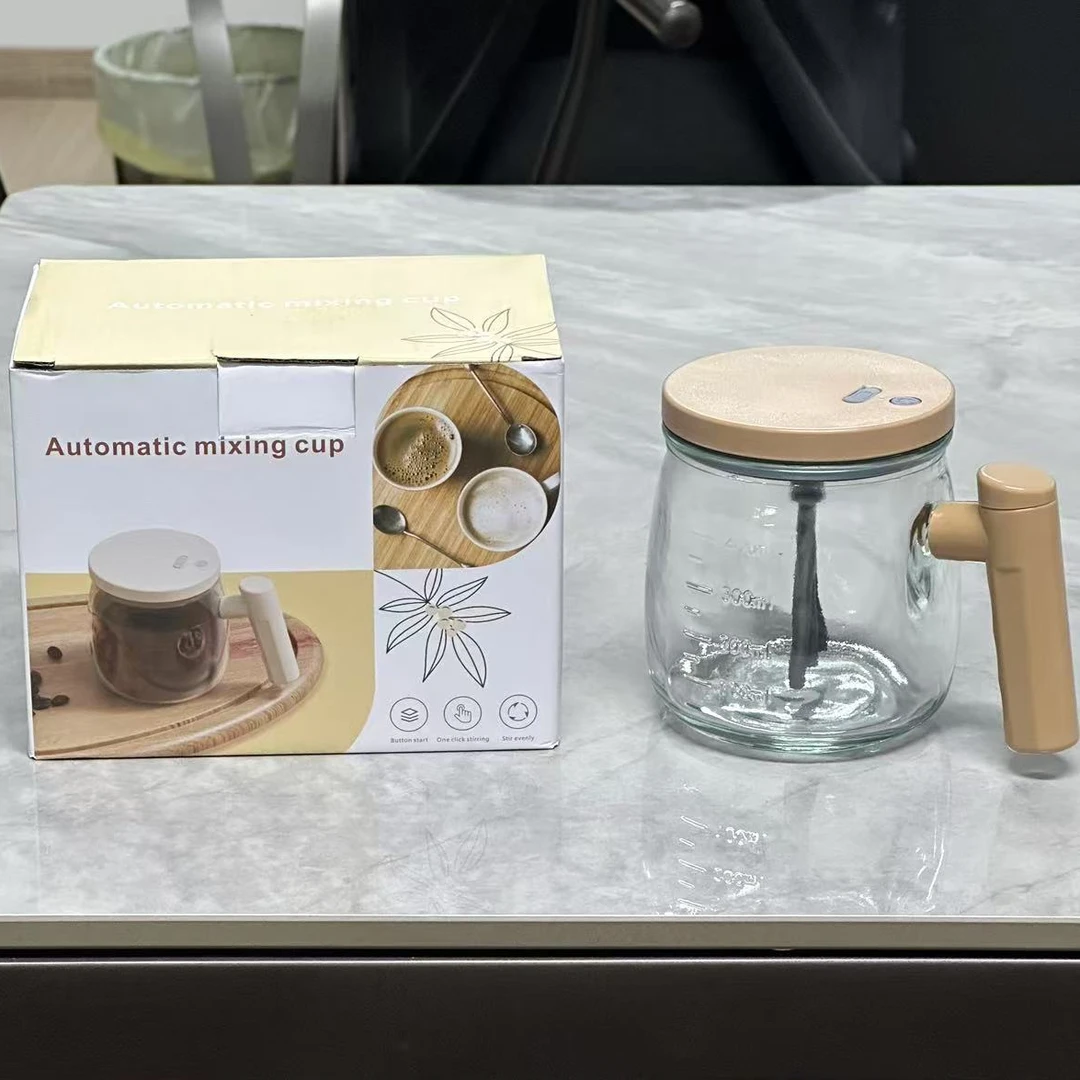 外贸单把手400ml玻璃搅拌杯