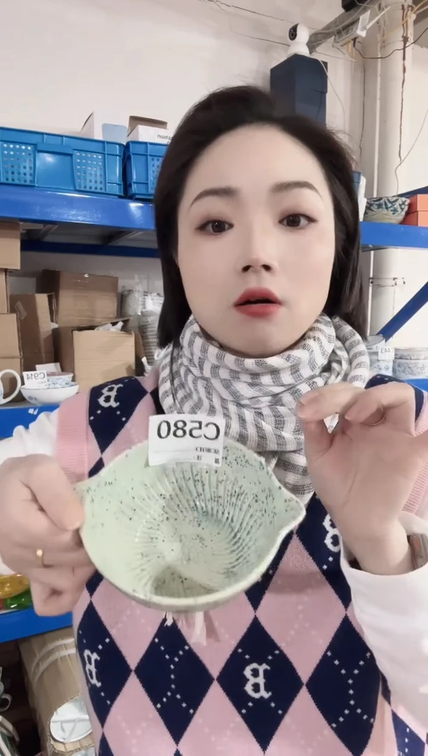 瓷片全新高端瓷器13CM研磨碗C580 绿