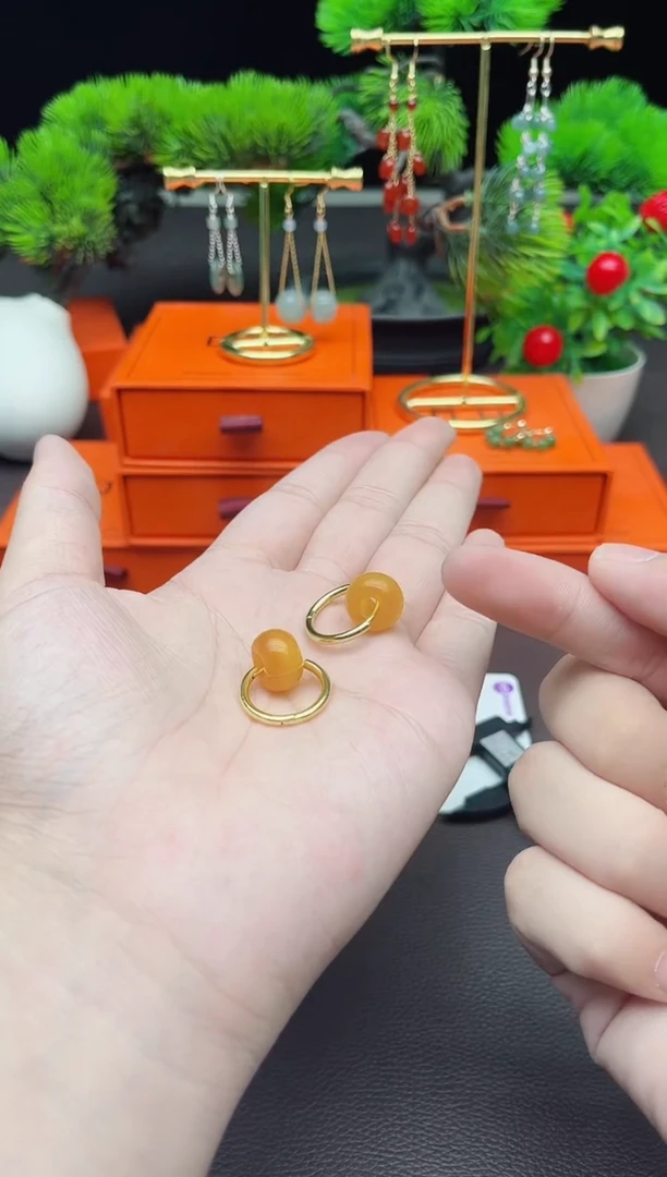 玛瑙/玉髓耳饰银S925镶嵌536