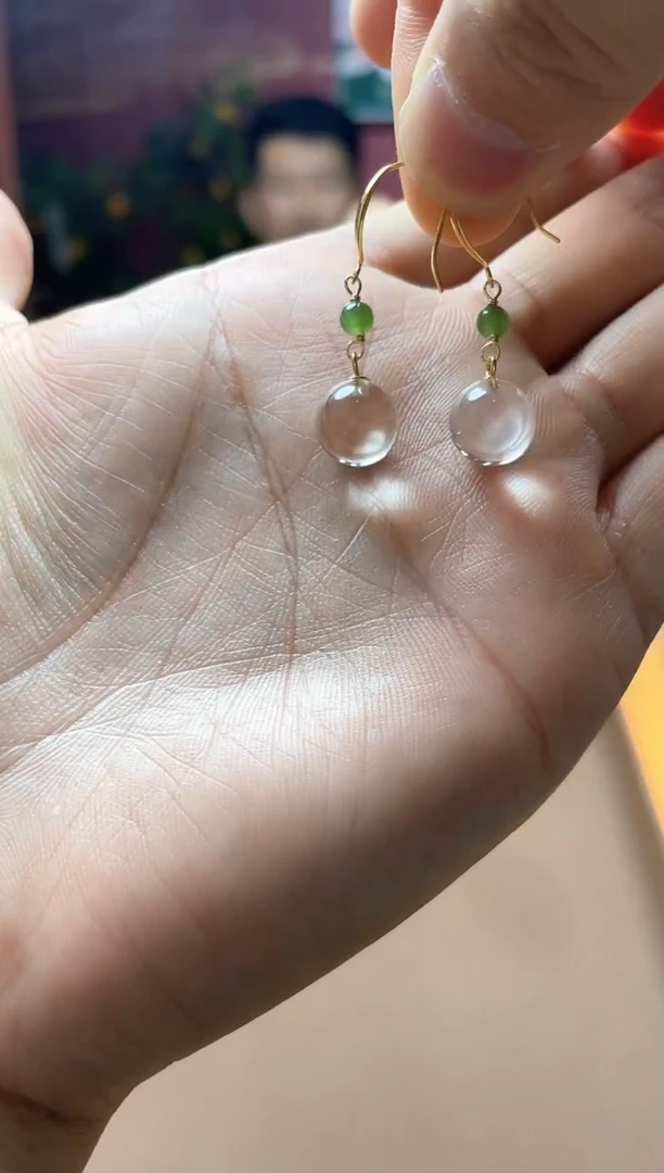 银S925镶嵌颈饰水晶耳钉一对 多样性拍一发一