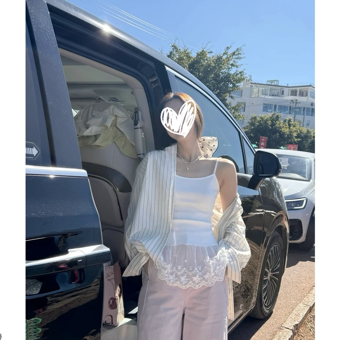 2025时尚蕾丝拼接百搭收腰打底衫无袖纯欲风上衣气质吊带背心3230
