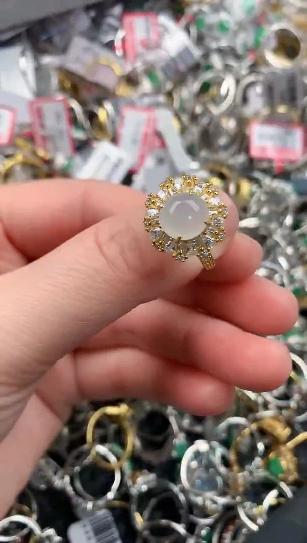 银S925镶嵌戒指翡翠666                 6