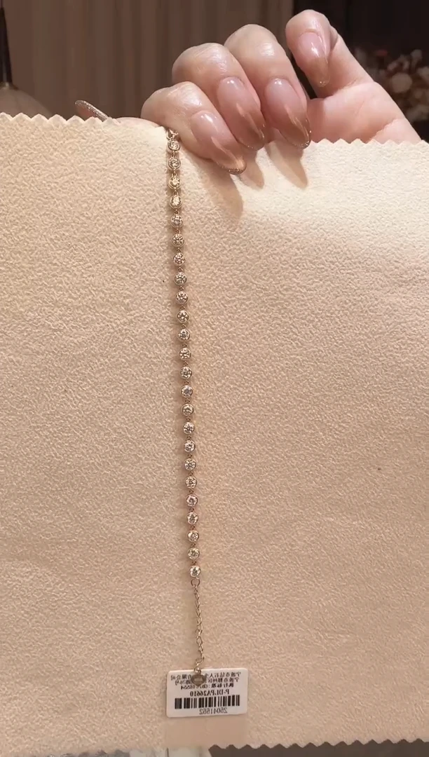 18K金镶嵌实验室培育钻石10分满圈半泡泡手链k黄