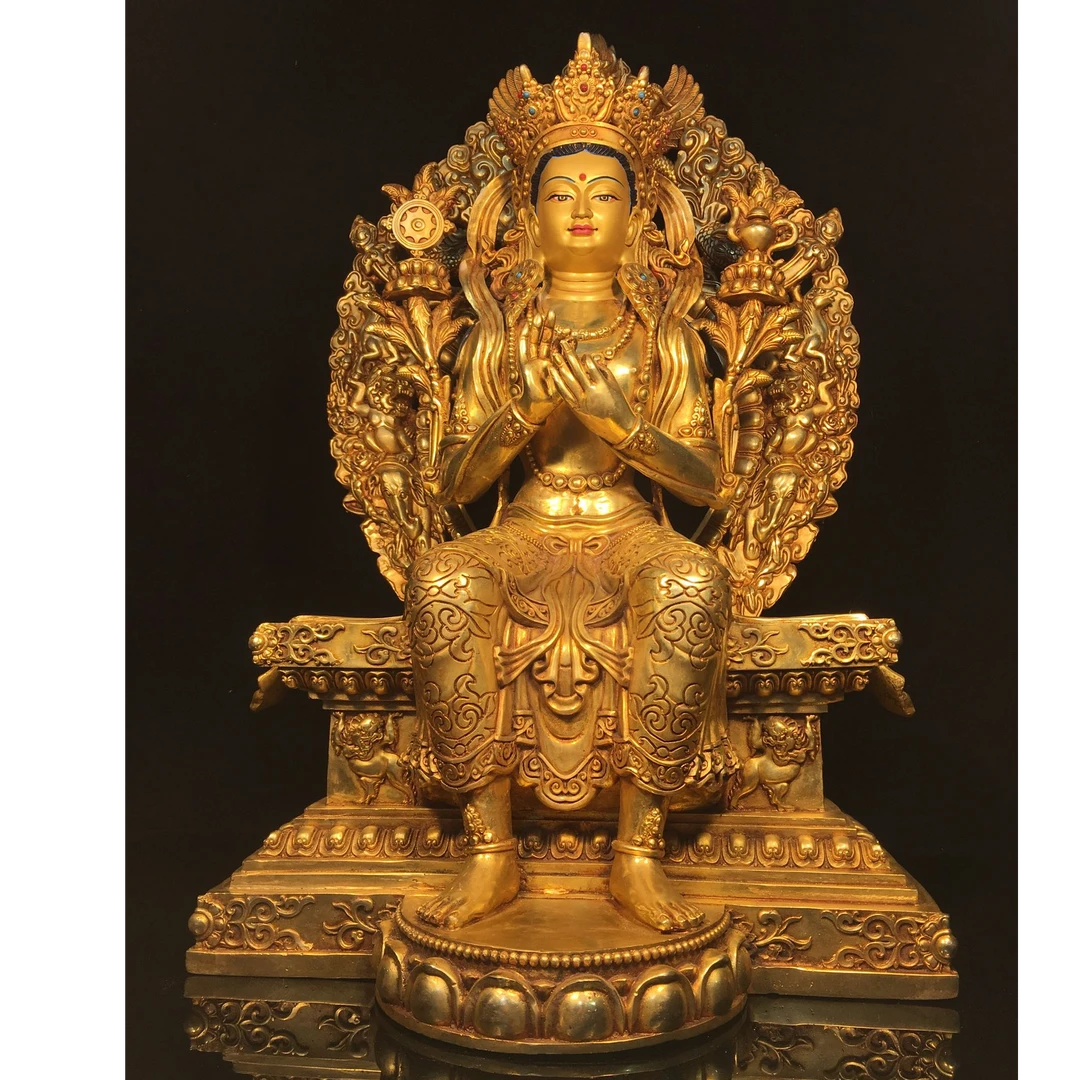 精品鎏金工艺品强巴佛家居摆件宽38cm高66cm厚30cm，重约15.7公斤