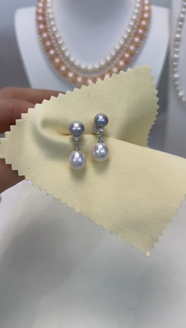 【闪购商品】淡水珍珠耳饰银S925镶嵌耳饰1