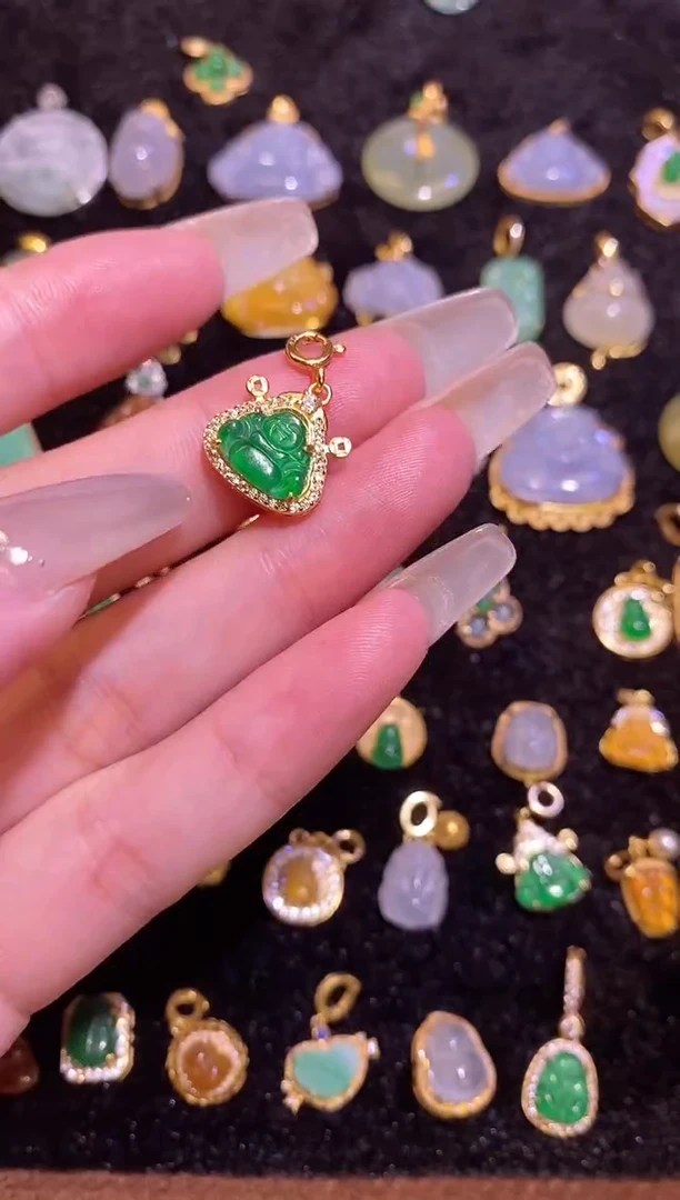 颈饰银S925镶嵌翡翠天然a货翡翠