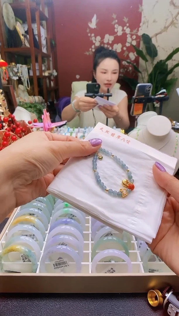 银S925镶嵌手链翡翠166 蓝水手链*小芙 浅色