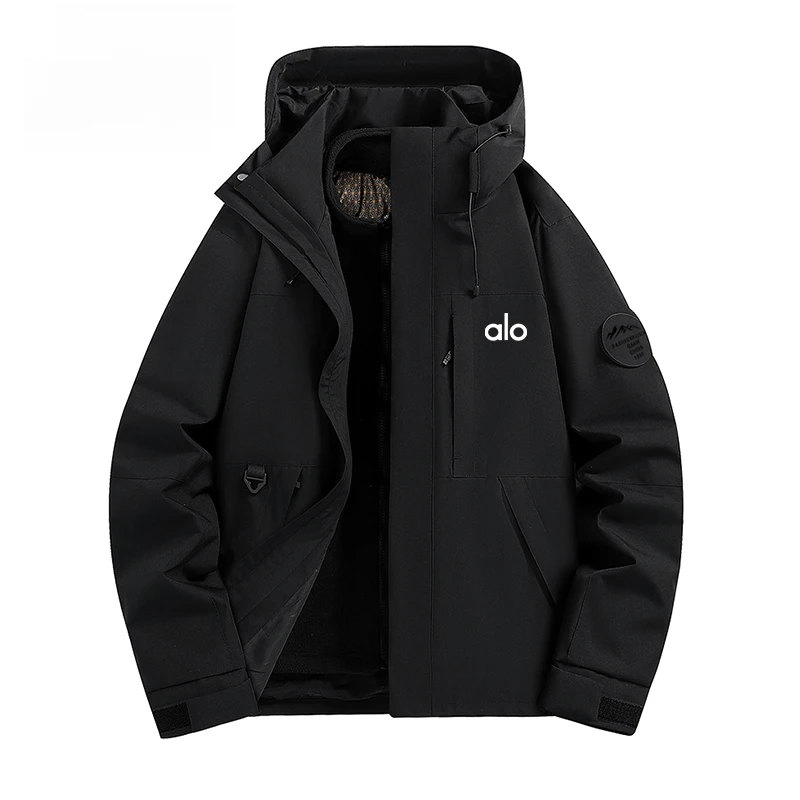 梦泡美式复古时尚防风冲锋衣男春秋新款连帽宽松休闲开衫夹克外套