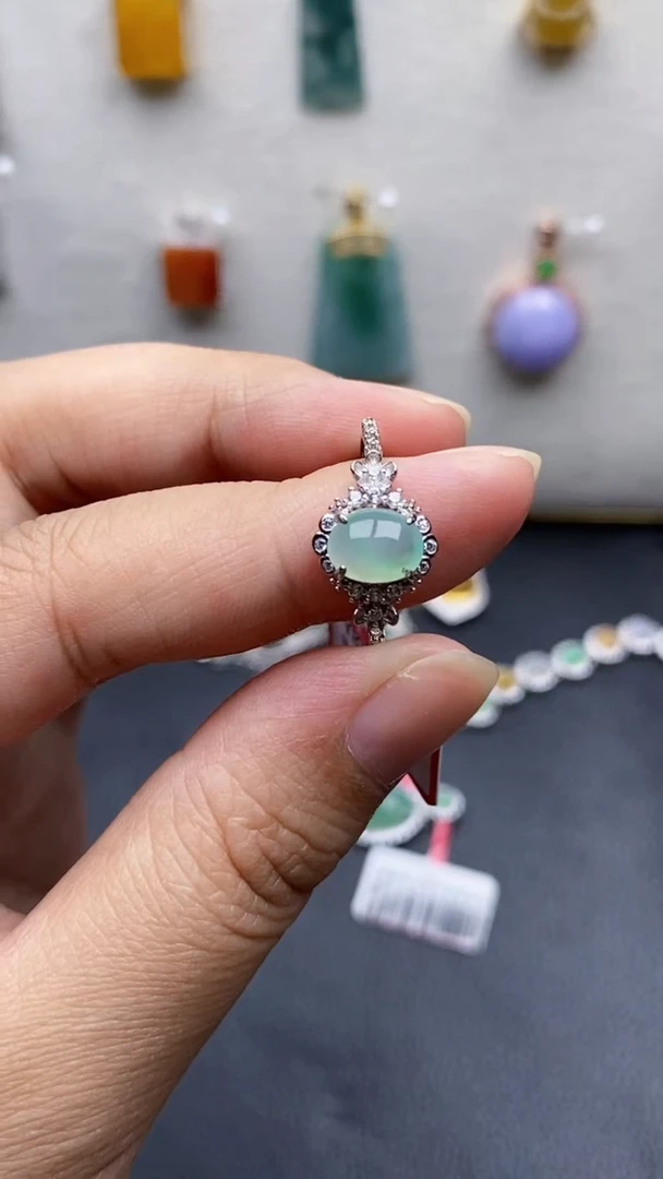 银S925镶嵌戒指翡翠1