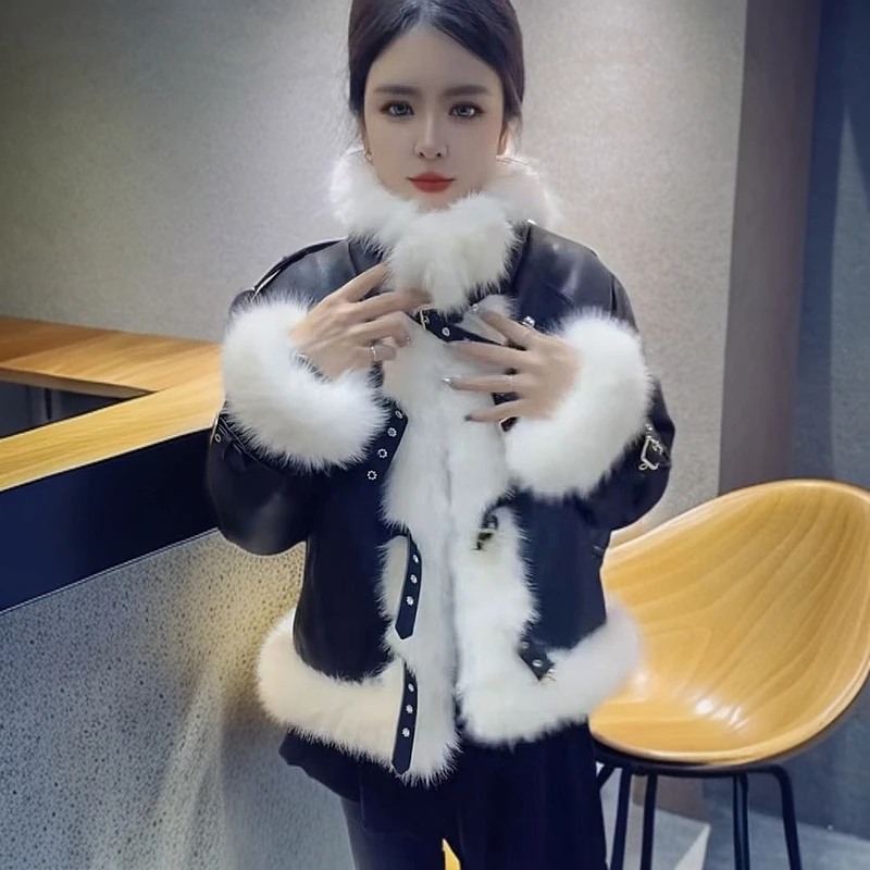 【晨浠定制】新款高级感气质皮毛一体保暖羽绒外套825