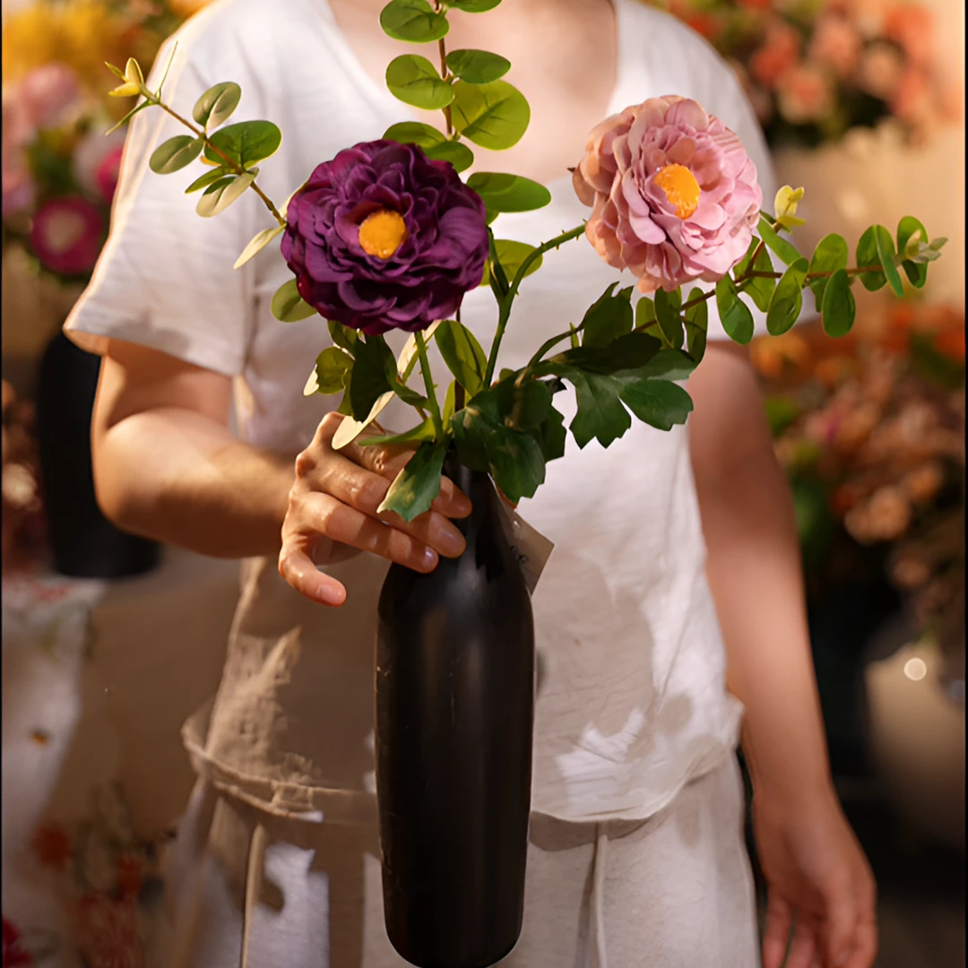 紫色露莲花 手感保湿 套餐餐桌花 简约风轻奢风仿真花