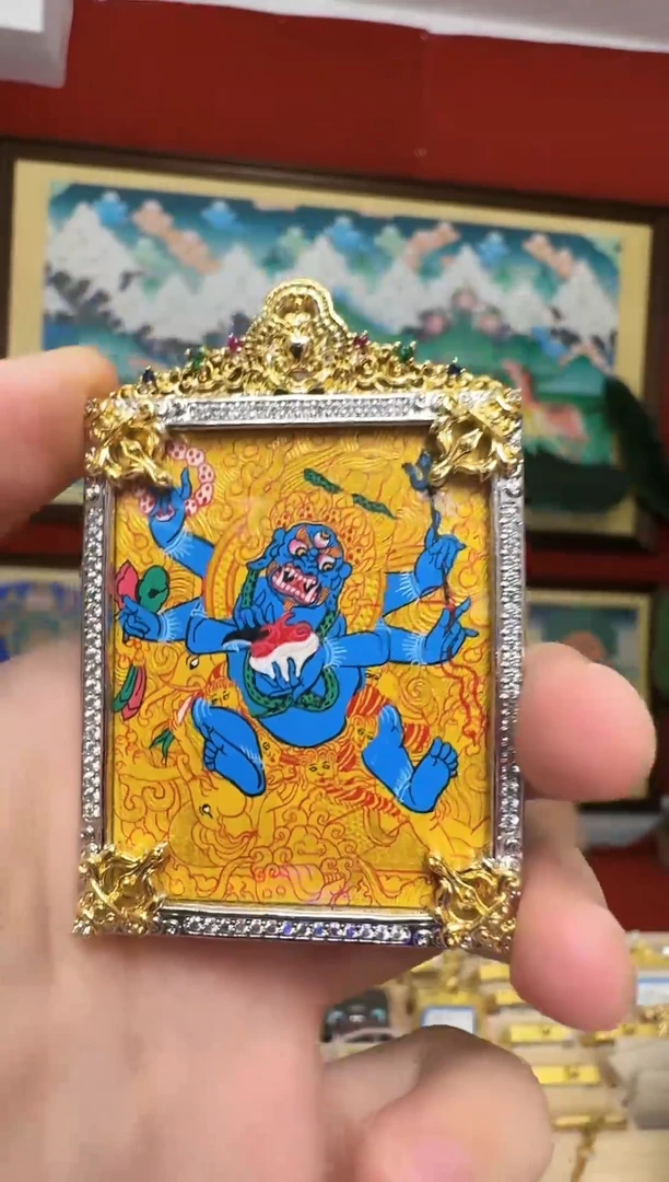 吊坠大黑双面-热贡纯手绘娜娜