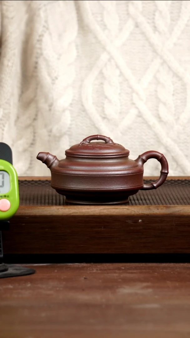 茶壶紫砂木*人桃花泥柴烧双线竹鼓275CC